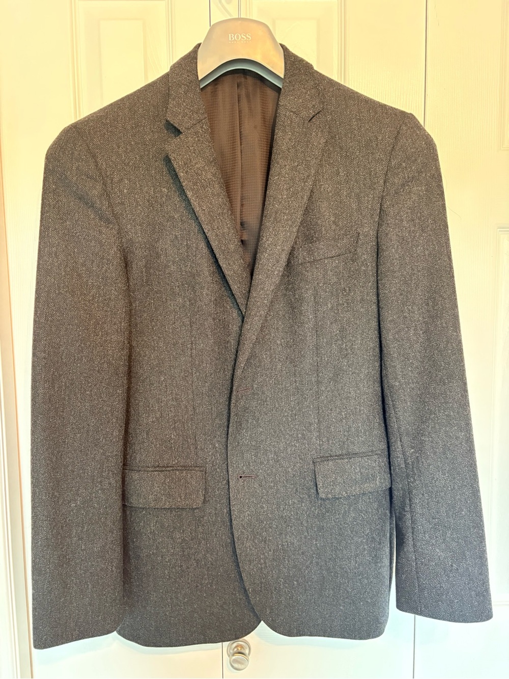 BOSS Men's Charcoal Gray Textured Sport Coat